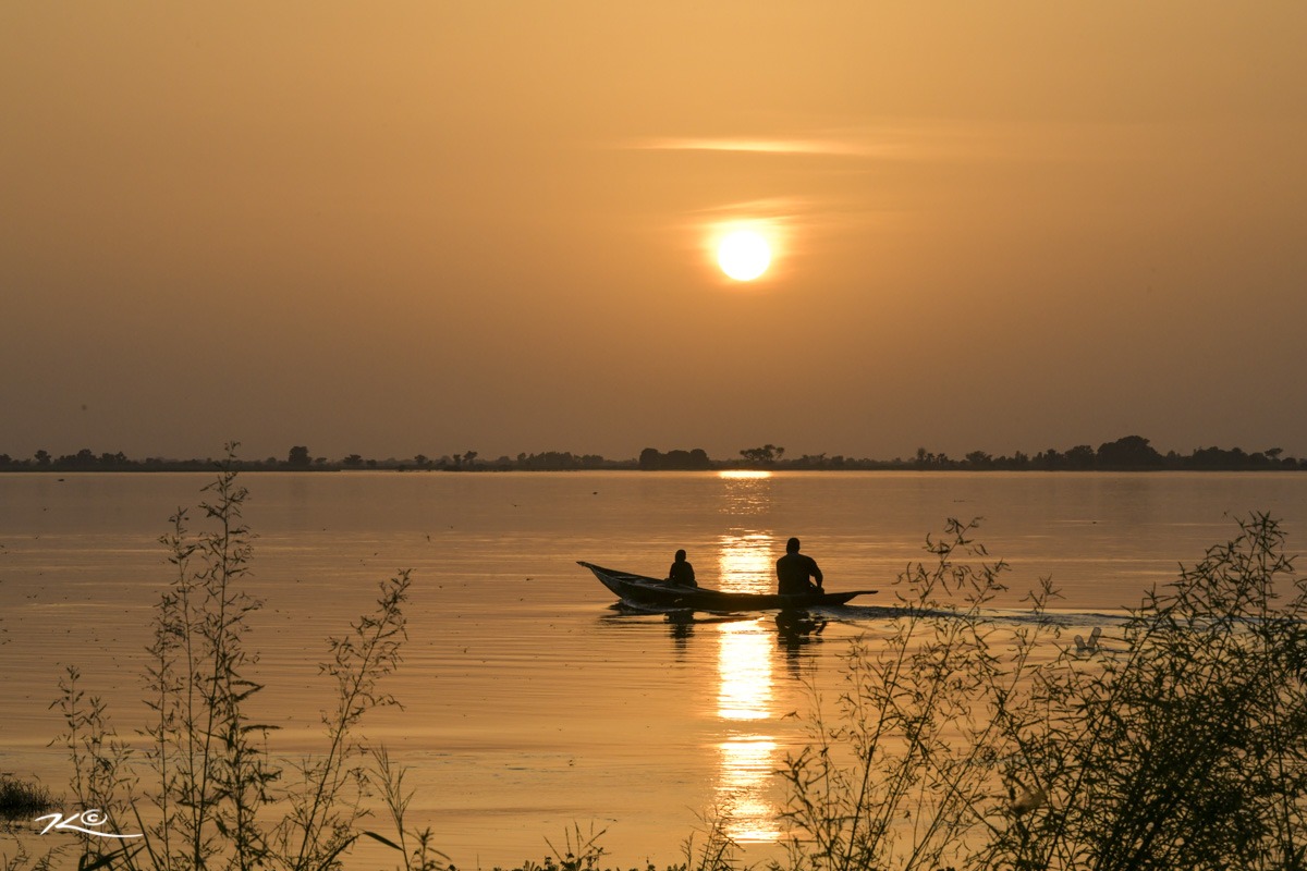 Coucher de soleil sur le fleuve Niger